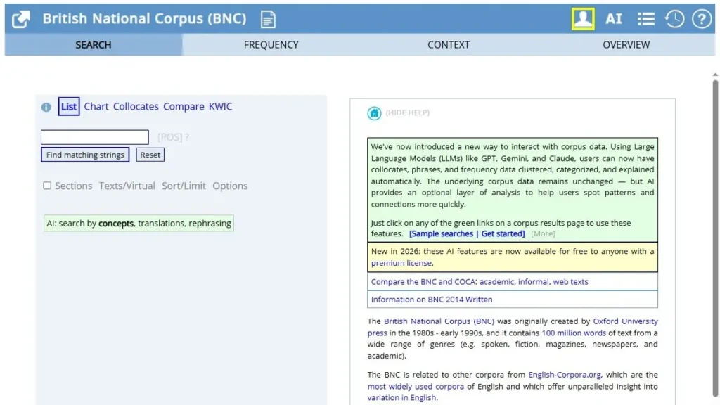 BNC ( British National Corpus )